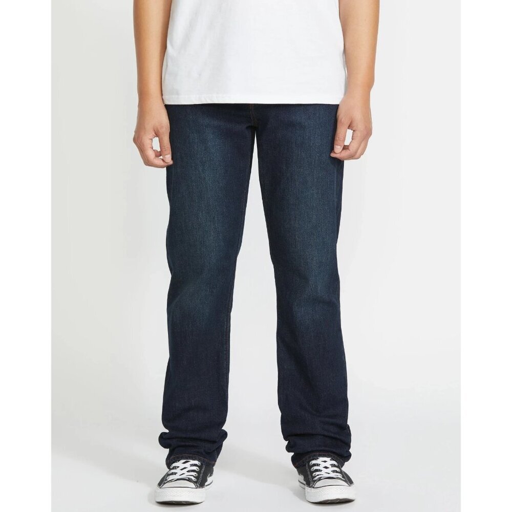 Volcom Solver Jeans Mens 30 Modern Fit Straight Leg Stretch Denim Dark Blue Wash - Picture 13 of 13